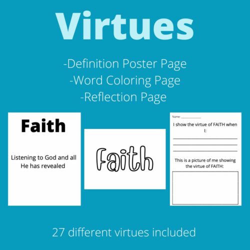 Virtue (Character Traits)- Definition Page, Coloring Page, Reflection Page's featured image