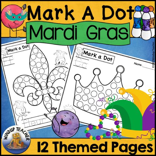 Mardi Gras Bingo Dot Dauber Worksheets - Do-A-Dot Marker Printable Activity's featured image