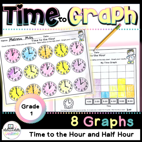 Telling Time to the Hour and Half Hour NO PREP Graph With Clocks's featured image