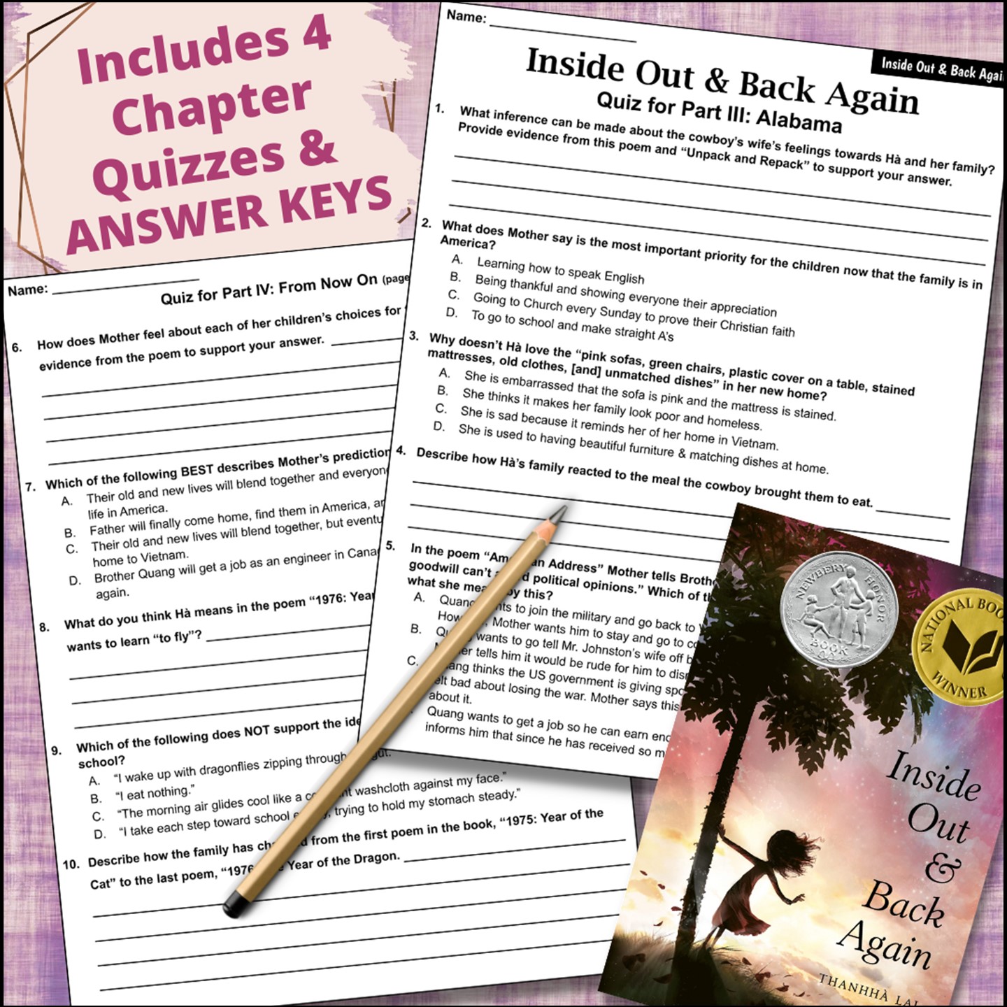 Inside Out and Back Again | Quizzes | Essay Questions | Writing Prompts -  Classful