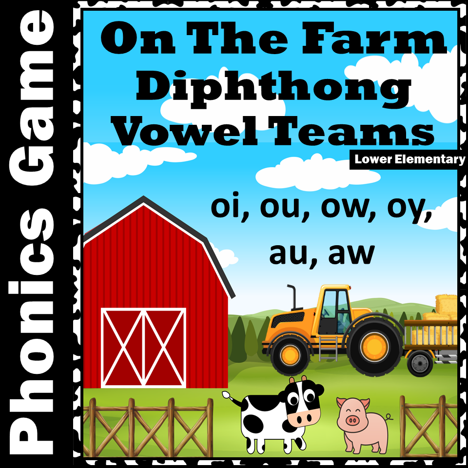 Vowel Teams & Diphthongs | oi ou ow oy au aw | Word Work Phonics Game