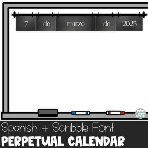 Spanish Chalkboard Farmhouse Classroom Decor Flip Calendar Display
