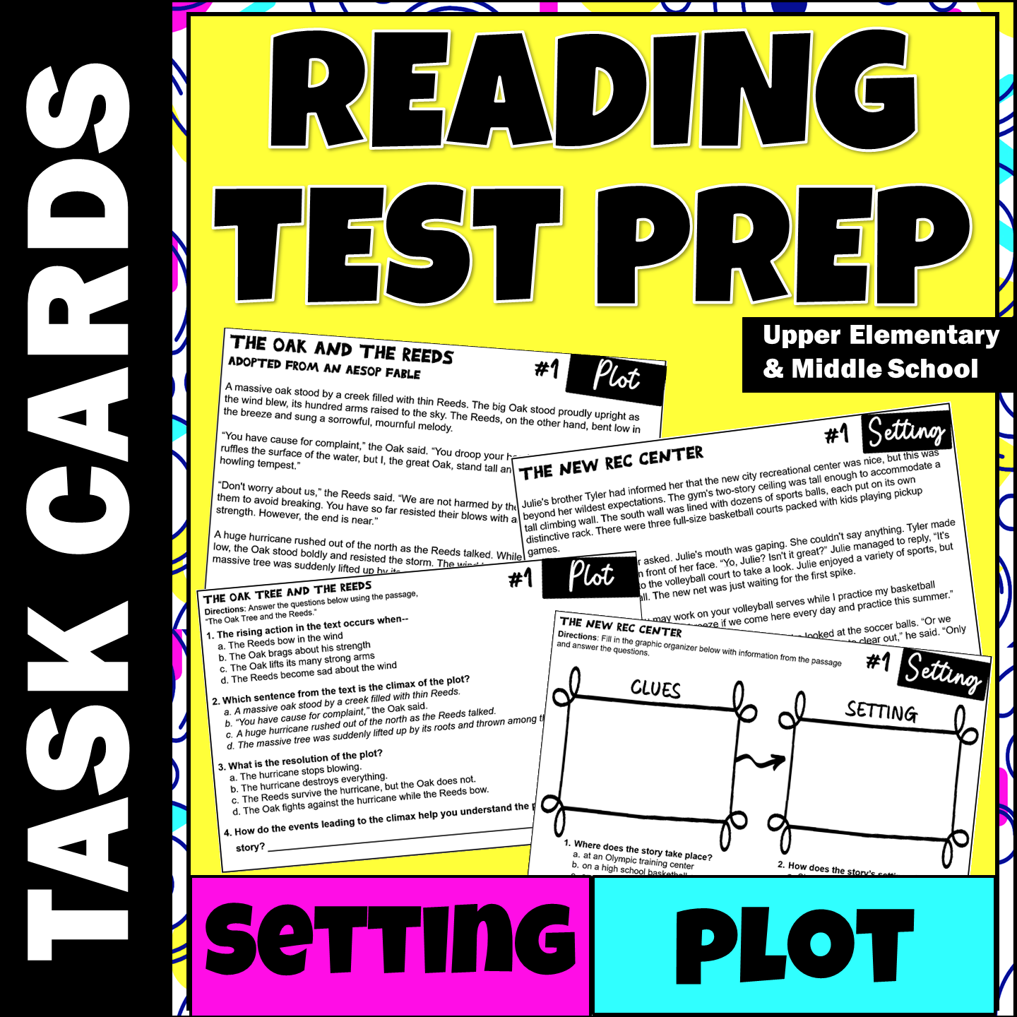 Setting | Plot | Reading Comprehension Task Cards | Test Prep 3rd-6th