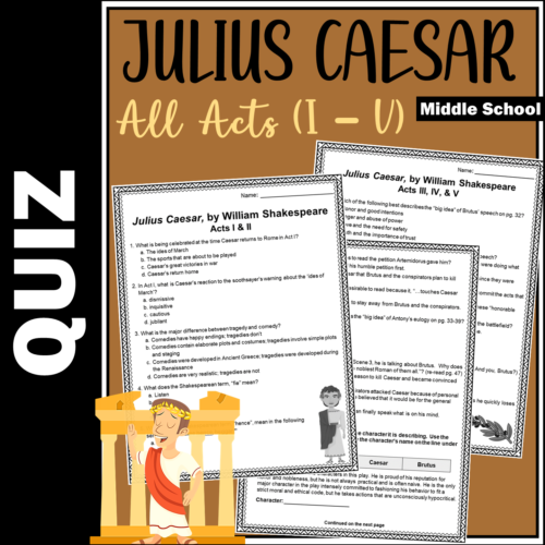 Julius Caesar | Assessment | Test | Quiz | Acts I, II, III, IV, & IV's featured image