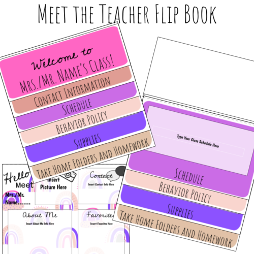 EDITABLE - Boho Rainbow Theme - Meet the Teacher Open House Flip Book's featured image
