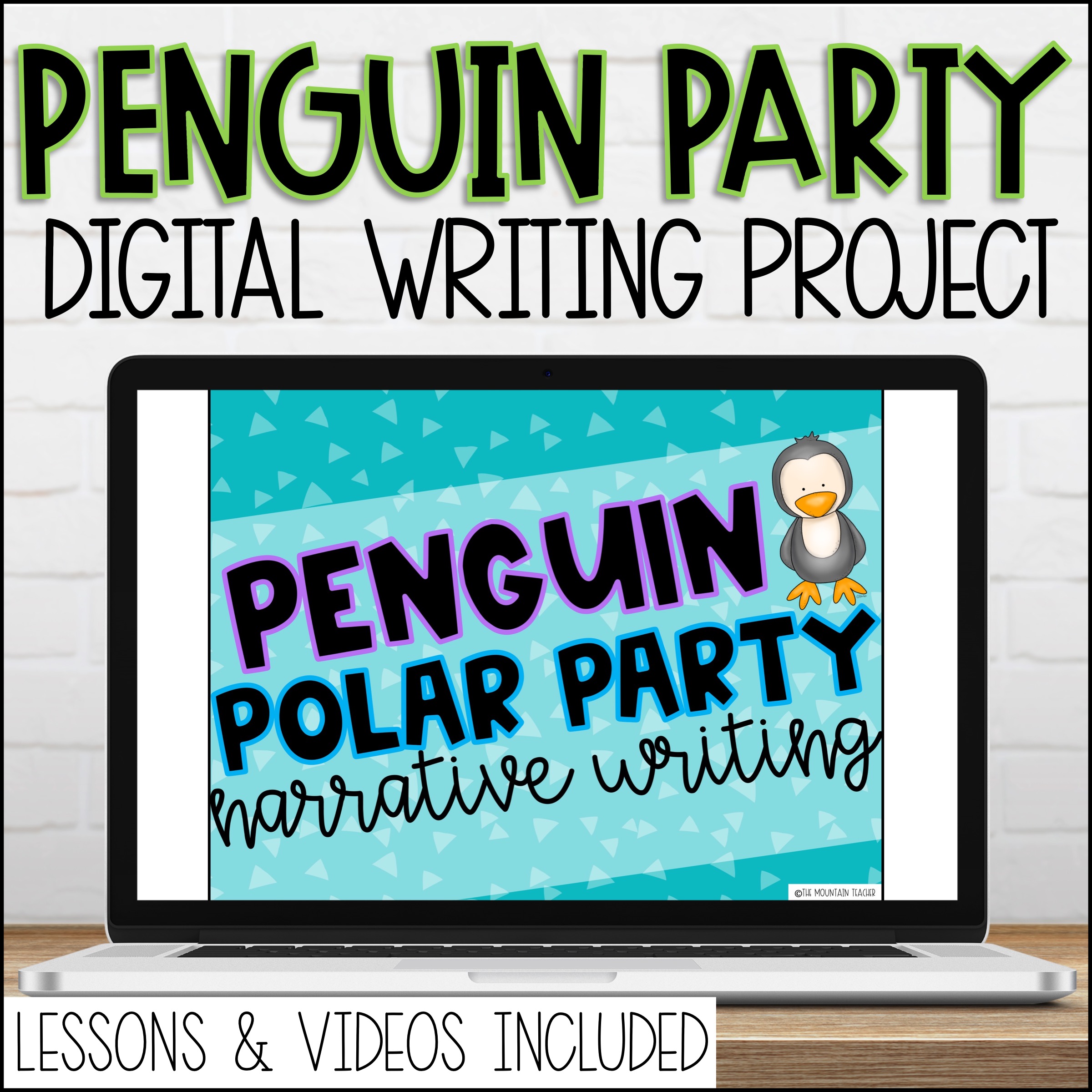 Fun Penguin Winter Writing Activity for Google Slides with Videos