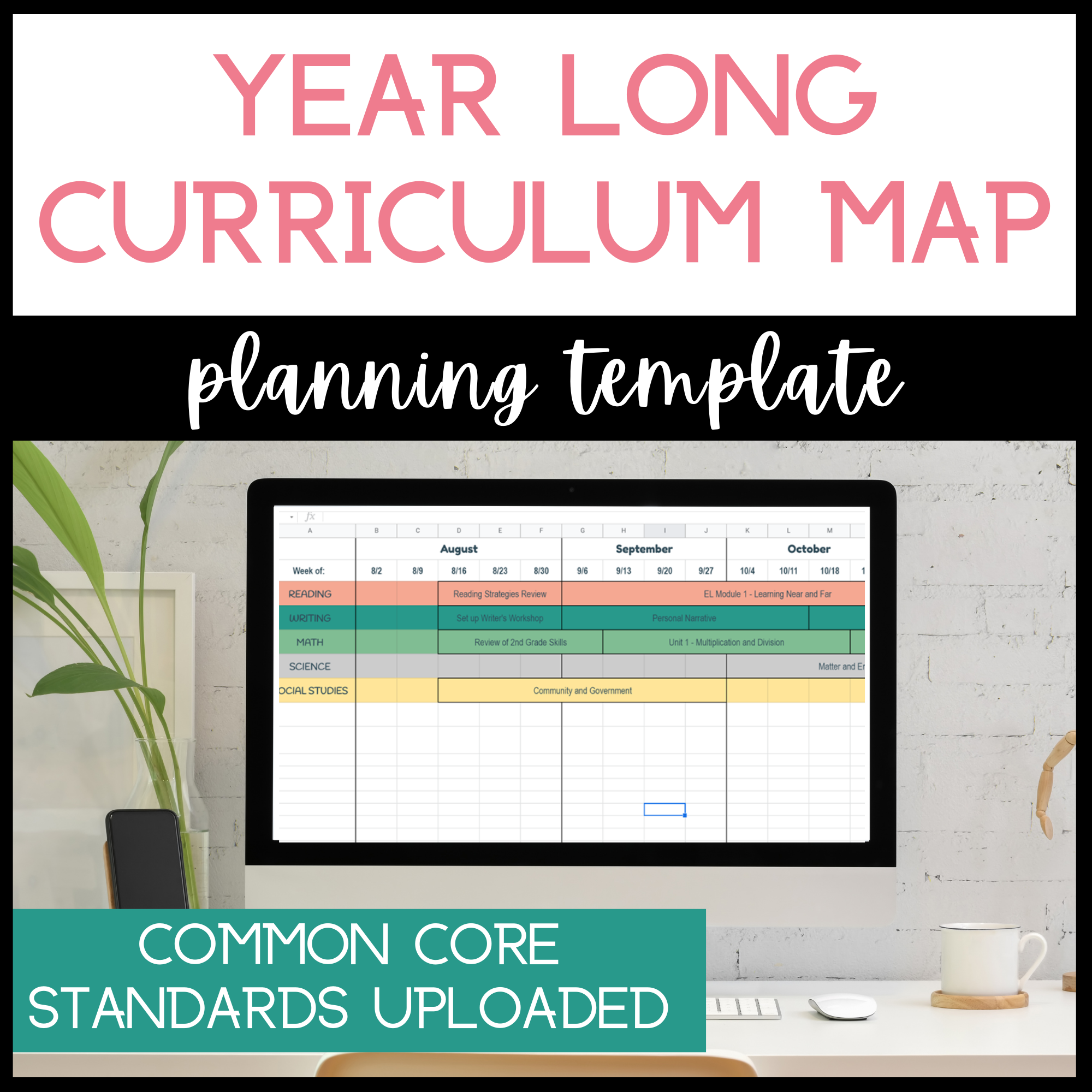 Editable Curriculum Map Template Digital - Year Long Planning