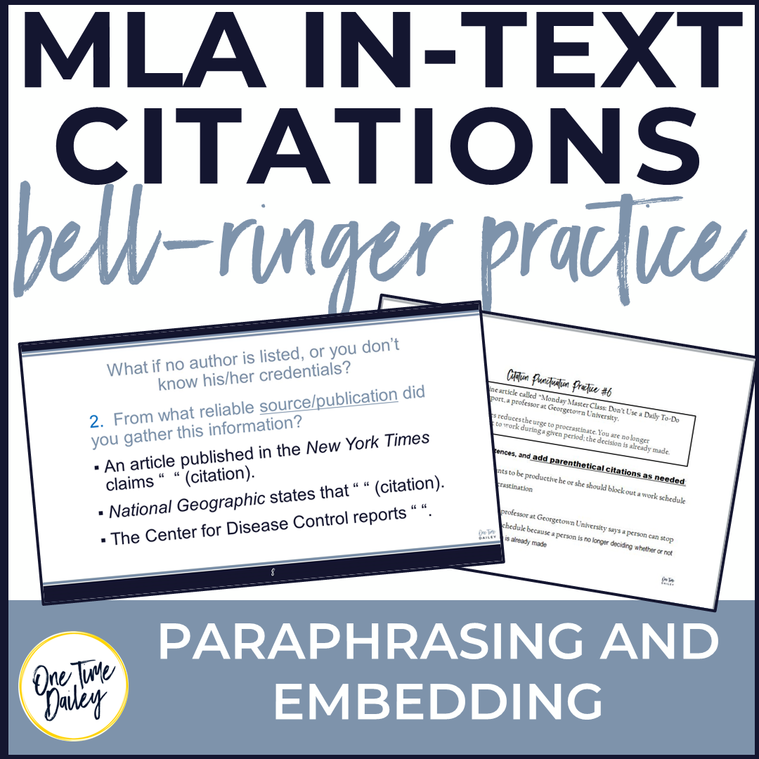 MLA In-Text Citation Practice - Paraphrasing and Embedding - Classful