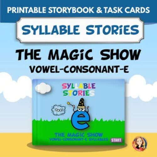 Magic e Silent e Syllable Practice Printable Storybook and Task Cards