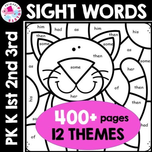 Color by Sight Words YEARLONG BUNDLE Color by Code Dolch Sight Words PK-3's featured image