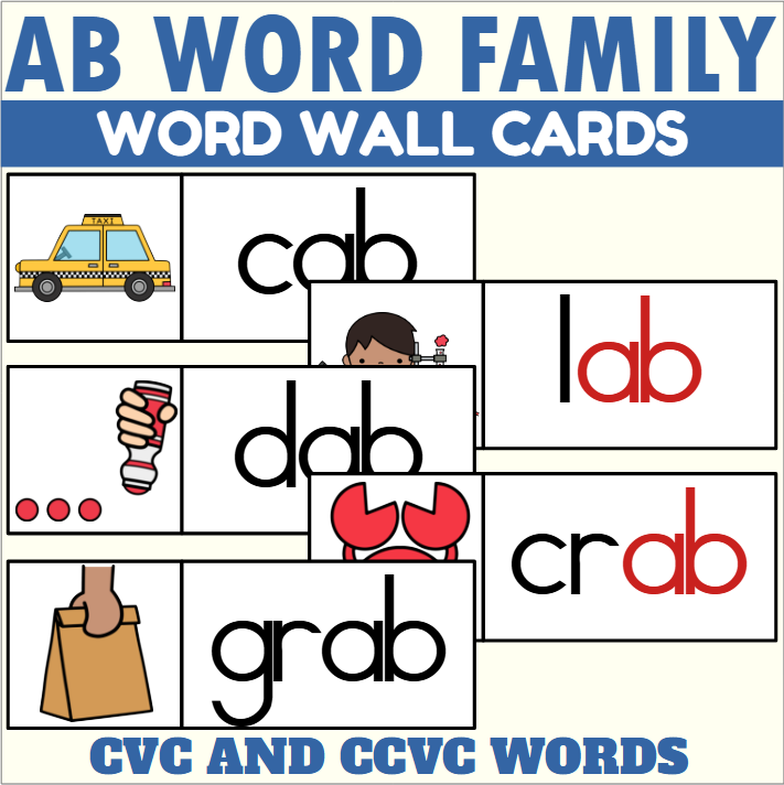 AB Word Family Word Wall Cards