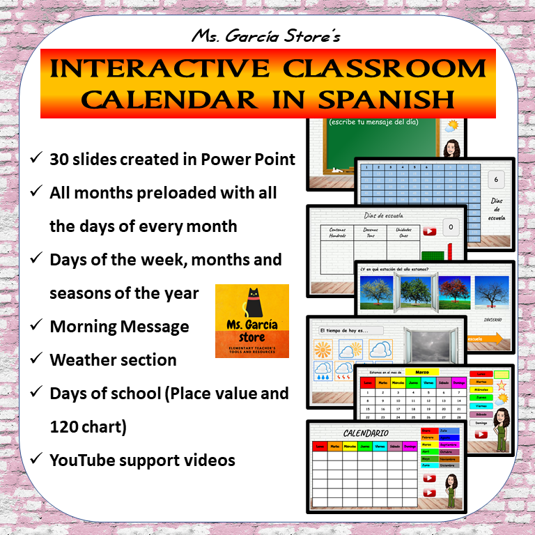 Spanish Interactive calendar/ calendario interactivo PowerPoint
