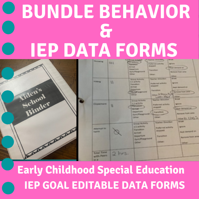 IEP Goal Behavioral Data Collection Forms Editable Special Education
