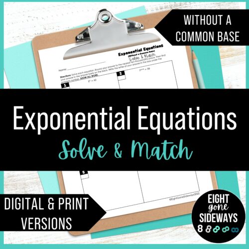 Solving Exponential Equations Using Logarithms - Digital and Print Activity's featured image