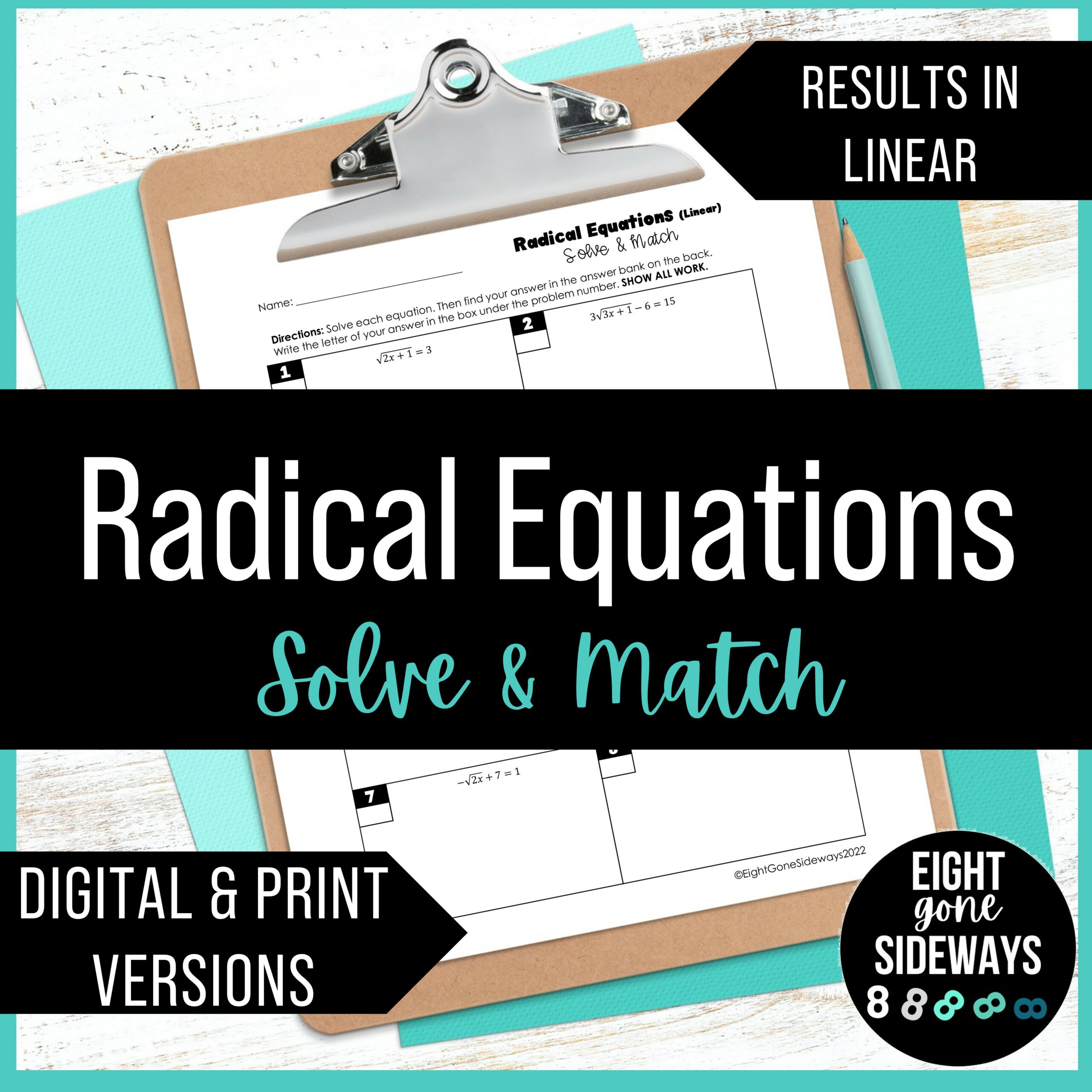 Solving Radical Equations (Linear) - Digital and Print Activity