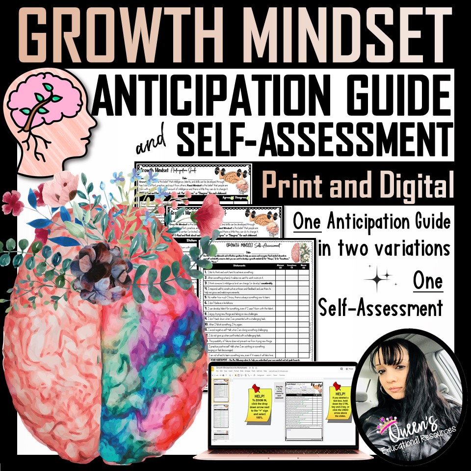 Growth Mindset Anticipation Guide and Self-Assessment (Print and Digital)