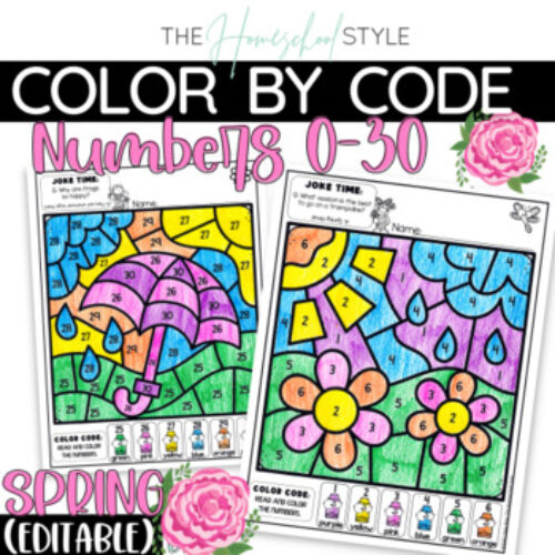 Spring Color by Number Practice Activities Editable Coloring Pages's featured image