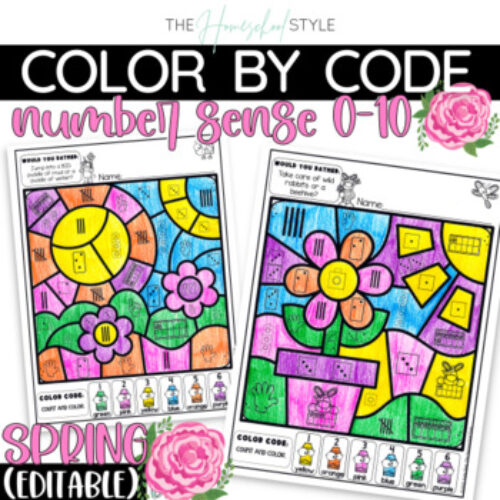 Spring Coloring Pages Number Sense Practice Editable Worksheets's featured image
