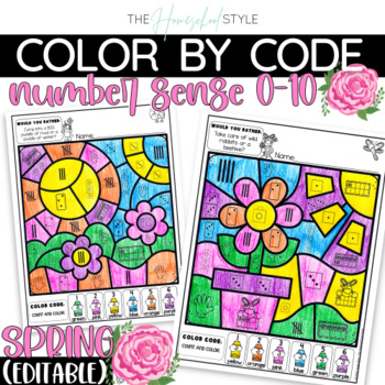 Spring Coloring Pages Number Sense Practice Editable Worksheets
