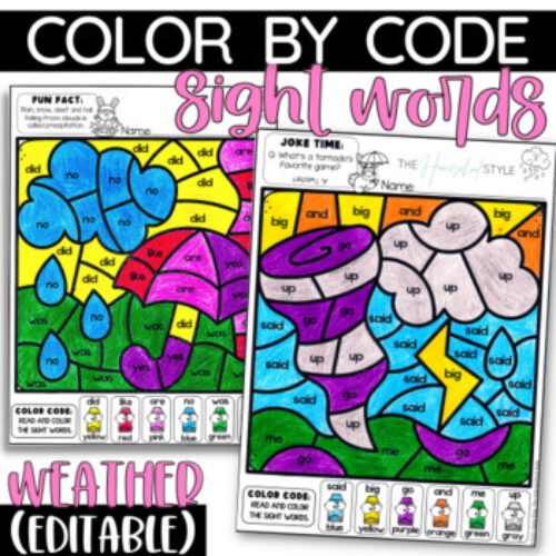 Weather Color by Sight Word Practice Pre-Primer and Primer Editable's featured image