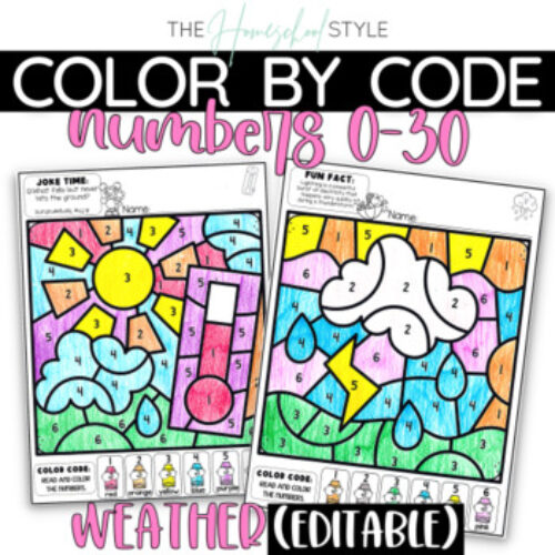 Weather Color by Number Color by Code Editable's featured image