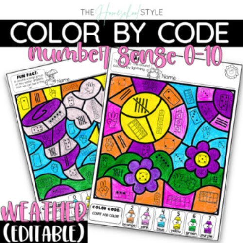 Weather Color by Number Sense (Subitizing) Editable's featured image