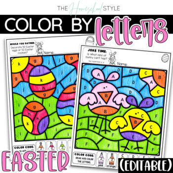 Easter Color by Letter Spring Color by Code Activities Editable