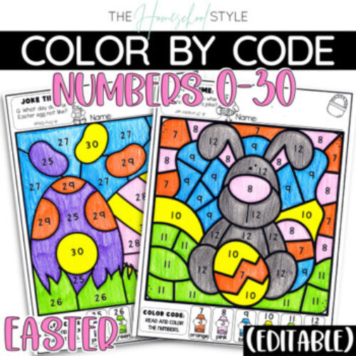 Easter Color by Number Recognition Practice Worksheets Editable's featured image