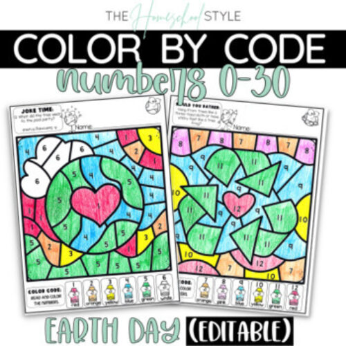 Earth Day Color by Number Color by Code Editable's featured image