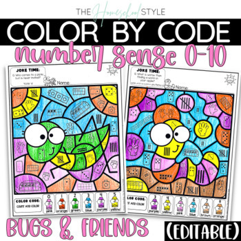 Insects, Bugs and Friends Color by Number Sense (Subitizing) Editable