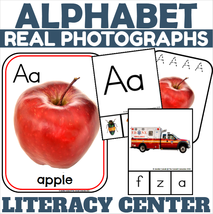 Letter A Phonics and Writing Centers with Real Photographs
