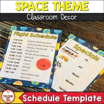 Space Theme Classroom Decor | Class List and Editable Schedule