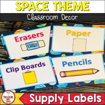 Space Theme Classroom Decor Supply Labels Editable