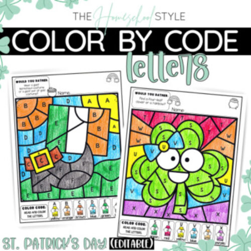 St. Patrick's Day March Color by Letter Color by Code Editable Activities's featured image