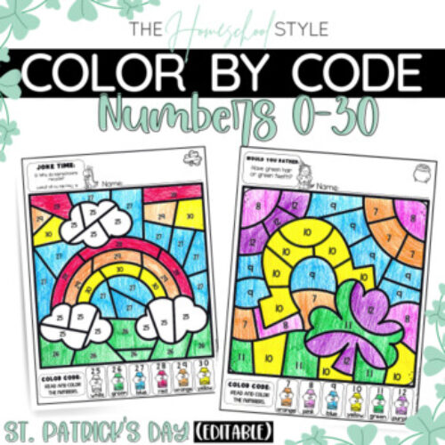 St. Patrick's Day March Color by Number Color by Code Editable Activities's featured image