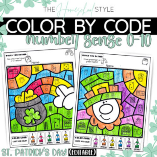 St. Patrick's Day March Color by Number Sense Editable's featured image