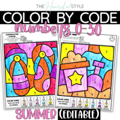 Summer Coloring Pages Color by Number Practice Activities Editable's featured image