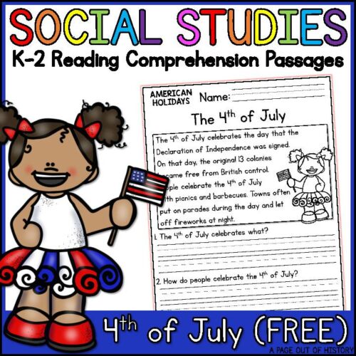 4th of July Reading Comprehension Passage FREEBIE K-2 Social Studies's featured image