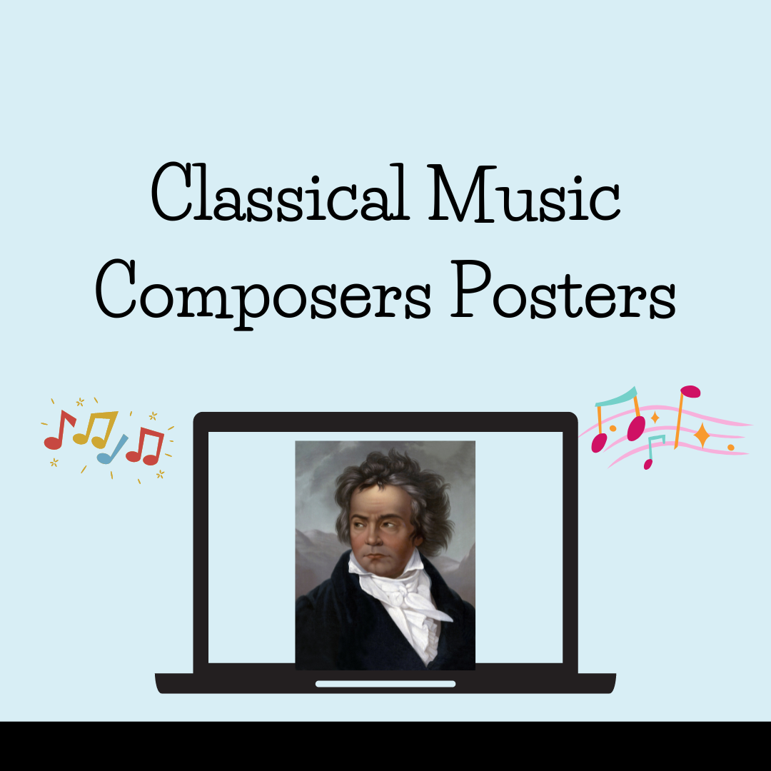 Classical Music Posters, Elementary Music Classroom, Bulletin Board Posters