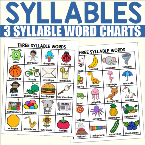 Three Syllable Word Charts Freebie - Classful