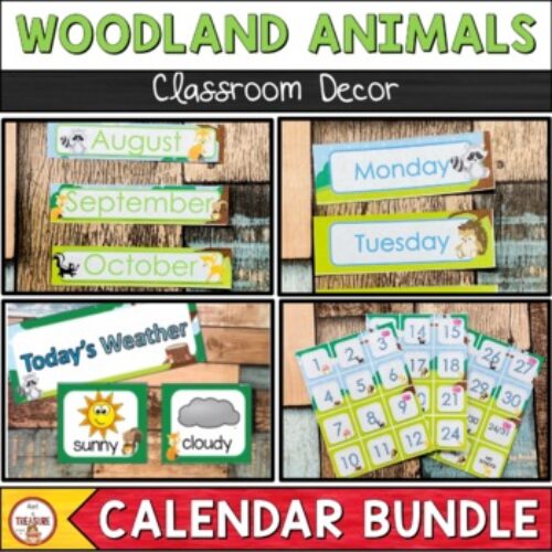 Camping Theme and Woodland Animals Classroom Decor Calendar BUNDLE's featured image
