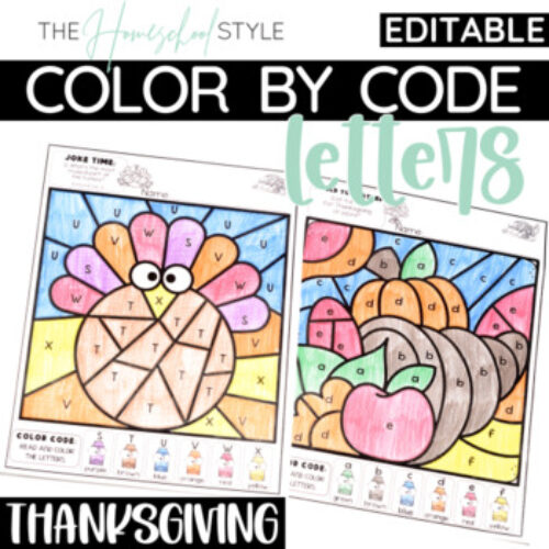 Thanksgiving Color by Letter Editable Activities's featured image
