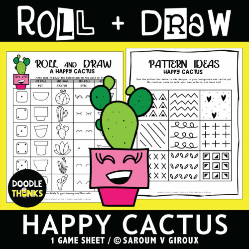 Happy Cactus Roll and Draw Game Sheet and Pattern Handout | Multiple Uses FREEBIE's featured image