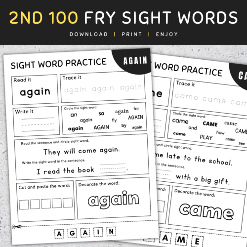 2nd 100 Fry Sight Words: Fry's Second 100 Sight Words Worksheets, [SET 1]'s featured image