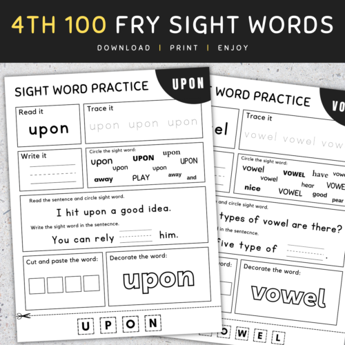 4th 100 Fry Sight Words: Fry's Fourth 100 Sight Words Worksheets, [SET 1]'s featured image