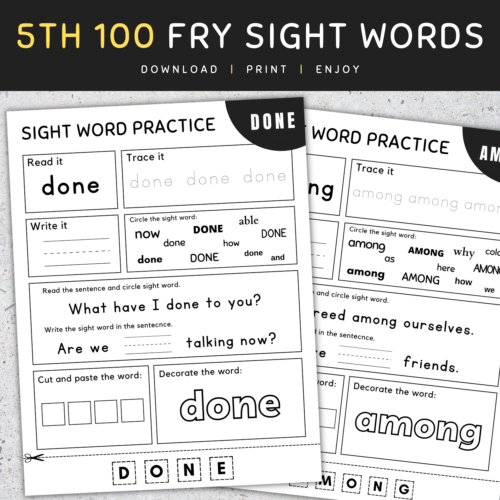 5th 100 Fry Sight Words: Fry's Fifth 100 Sight Words Worksheets, [SET 1]'s featured image