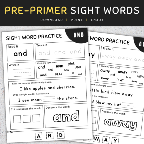 Pre-primer Sight Words: Pre-K Sight Words Worksheets & Activities, [SET 1]'s featured image