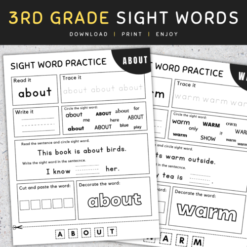 Third Grade Sight Words: 3rd Grade Sight Words Worksheets & Activities, [SET 1]'s featured image