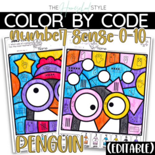 Penguin Math Color by Number Sense Activities's featured image