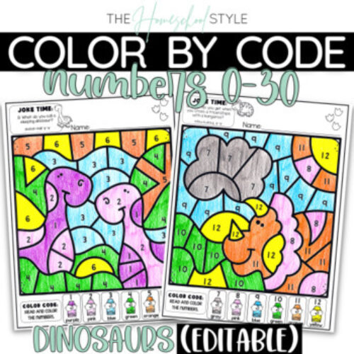 Number Recognition Editable Color by Code Worksheets | Dinosaur Coloring Pages's featured image